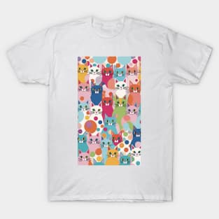 Whisker Wonderland: A Rainbow of Colorful Cat Patterns T-Shirt